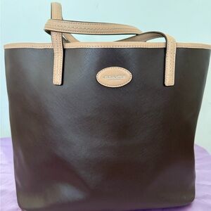COACH Brown Tote with Tan Trim and Handles